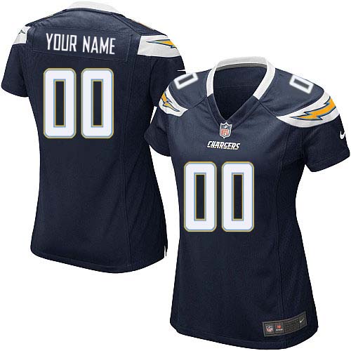 Nike Los Angeles Chargers Customized Navy Blue Stitched Women's NFL Jersey